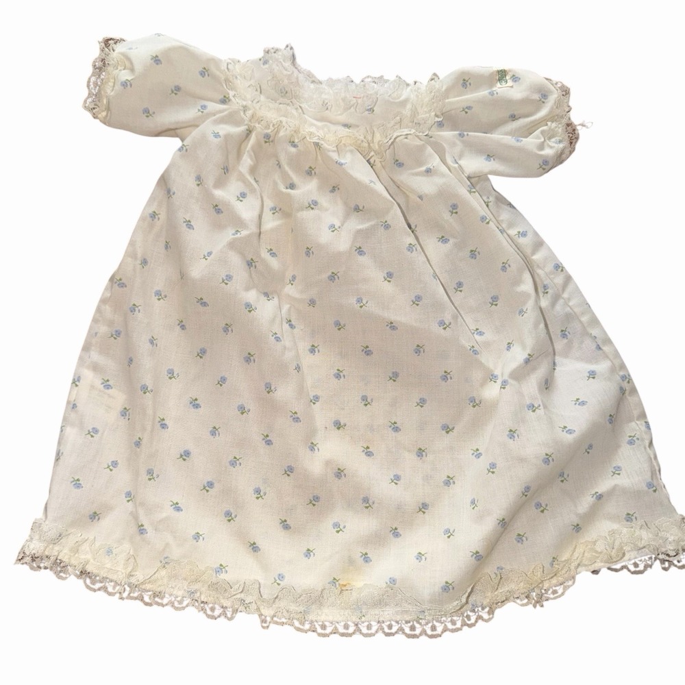 Vintage Cabbage Patch Kids CPK Doll Dress Blue Floral Lace Original Dress